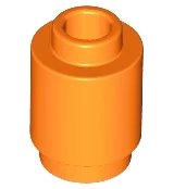 Stein, rund 1 x 1 in orange, LEGO Teilenummer 3062