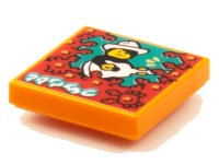 LEGO part Tile 2 x 2 with BeatBit Album Cover - Cowboy with Guitar and Crabs Pattern 3068pb1549