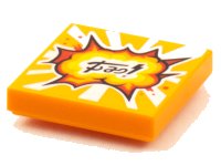 LEGO part Tile 2 x 2 with BeatBit Album Cover - Red, Orange and Yellow Explosion Pattern 3068pb1587