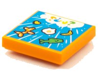 LEGO part Carreau 2 x 2 avec BeatBit Album Cover - Raining Fish, Banana, Balloon Animal and Egg Pattern 3068pb1591
