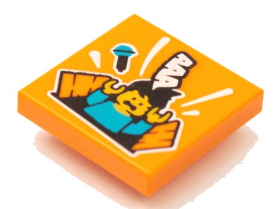 LEGO part Tile 2 x 2 with BeatBit Album Cover - Singer Falling in Trap Door Pattern (3068pb1637)