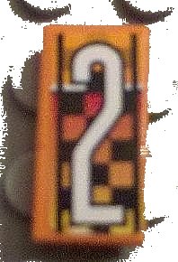 LEGO part Platte 1 x 2 mit Weiße Nummer 2 auf kariertem Hintergrund Muster (Aufkleber) - Set 8641 3069pb0085