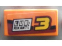 LEGO part Tile 1 x 2 with Number 3 and 'LUBRIKANT' Pattern Model Left Side (Sticker) - Set 8304 3069pb0173L