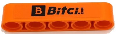 LEGO part Technic, Liftarm Thick 1 x 5 with Black 'Bitci.com' Pattern (Sticker) - Set 42141 (First Version) (32316pb075)