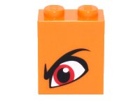LEGO part Brick 1 x 2 x 2 with Inside Stud Holder with Angry Red Left Eye and Eyebrow Pattern (Queen Watevra Wa'Nabi) 3245cpb096