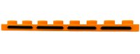 LEGO part Plate 1 x 8 with 4 Black Rounded Stripes with Bright Light Yellow and Dark Orange Outlines (Air Vents) Pattern 3460pb01