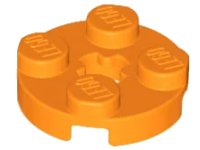 Plate, Round 2 x 2 with Axle Hole en orange, numéro de pièce LEGO 4032