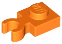 Plate, Modified 1 x 1 with Open O Clip Thick (Vertical Grip) en orange, numéro de pièce LEGO 4085d