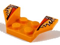 LEGO part Vehicle, Mudguard 2 x 4 with Flared Wings with '45' and Flames Pattern 41854pb10