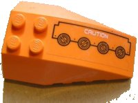 LEGO part Wedge 6 x 4 Triple Curved with 'CAUTION' and Circuitry Pattern Right (Sticker) - Set 7706 43712pb012R