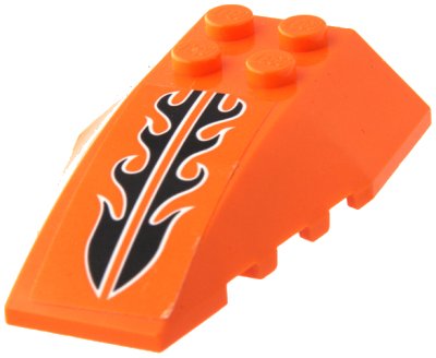 LEGO onderdeel Wedge 6 x 4 Triple Curved with Black and White Flames Pattern (Sticker) - Set 60178 (43712pb065)