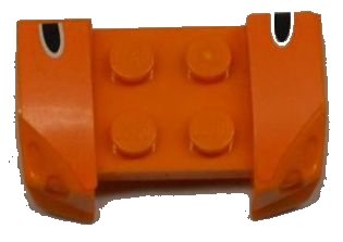 LEGO part Vehicle, Mudguard 2 x 4 with Headlights Overhang with Black Dot White Outlined on Orange Background on Both Sides Pattern (Stickers) - Set 8125 (44674pb19)
