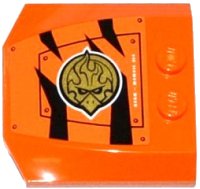 LEGO part Wedge 4 x 4 x 2/3 Triple Curved with Hatch, Black Stripes and Gold Chima Eagle Emblem Pattern Model Right Side (Sticker) - Set 70224 45677pb086R