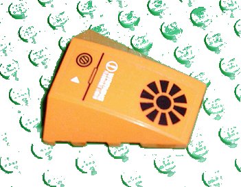 LEGO part Wedge 4 x 4 Triple Curved No Studs with Black Radiating Circle and 'Warning Flammable Liquid' Pattern (Sticker) - Set 7708 (47753pb007)