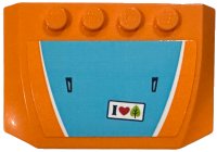 LEGO part Wedge 4 x 6 x 2/3 Triple Curved with Medium Azure Hood with White Edges and 'I Heart Leaf' Bumper Sticker Pattern (Sticker) - Set 41735 52031pb202