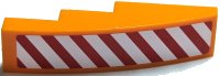 LEGO part Slope, Curved 4 x 1 with Red and White Danger Stripes Pattern Right Side (Sticker) - Set 7642 61678pb003R