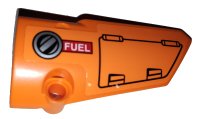 LEGO part Technic, Panel Fairing # 4 Small Smooth Long, Side B with Hatch and Fuel Filler Cap on Orange Background Pattern (Sticker) - Set 42038 64391pb045