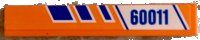 LEGO part Tile 1 x 6 with Blue Stripes and '60011' on White and Orange Background Pattern Model Left Side (Sticker) - Set 60011 6636pb080L