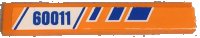 LEGO part Tile 1 x 6 with Blue Stripes and '60011' on White and Orange Background Pattern Model Right Side (Sticker) - Set 60011 6636pb080R