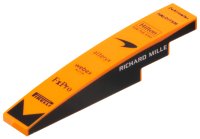 LEGO part Slope, Curved 6 x 1 with 'Airwallex', 'HALOITSM', 'Hilton FOR THE STAY', McLaren, 'alteryx', 'webex by CISCO', 'FxPro' and 'PIRELLI' Logos, White 'RICHARD MILLE' on Black Background on Both Sides Pattern 6801pb09