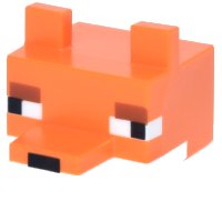 LEGO part Creature Head Pixelated with Molded White Lower Face and Eyes and Printed Black Eyes and Nose, Dark Orange Eyebrows Pattern (Minecraft Fox) 7709pb01