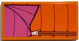 LEGO onderdeel Tile 2 x 4 with Dark Pink and Orange Sleeping Bag Pattern (Sticker) - Set 41339 (87079pb0863)