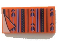 LEGO part Tile 2 x 4 with Blanket with Dark Purple and Lavender Stripes and Arrows, White Bedsheet Pattern (Sticker) - Set 41369 87079pb1001