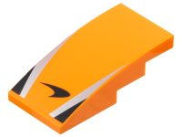 LEGO part Slope, Curved 4 x 2 with McLaren Logo, Silver Stripes, Black Triangles Pattern 93606pb207