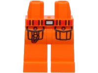 LEGO part Hips and Legs with Red Belt with Silver Buckle, Black Pockets Outlines with Carabiner Pattern (BAM) 970c00pb1849