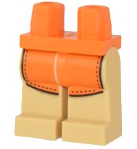 LEGO part Hips and Tan Legs with Orange Apron and Black Hem Pattern 970c02pb20