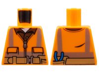 LEGO part Torso Safety Vest with Reflective Stripes, Reddish Brown Shirt, Medium Nougat Belt with Pouch and Pliers Pattern 973pb1905