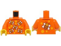 LEGO part Torso Shirt with Collar and Bright Light Orange and White Bees with Flowers Pattern (BAM) / Orange Arms / Yellow Hands 973pb6087c01