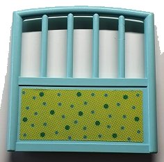 LEGO part Scala Baby Crib Footboard 1 x 7 x 6 with Green Dots Pattern (Sticker) - Set 3119 (6684pb03)