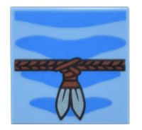 LEGO part Tile 2 x 2 with Blue Skin Markings and Reddish Brown Braided Strap with Silver Blades Pattern (BrickHeadz Na'vi Upper Arm) 3068pb2114
