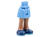 LEGO part Mini Doll Hips and Skirt with Molded Medium Brown Legs and Printed Dark Blue Shoes with Medium Blue Laces and Soles Pattern - Thin Hinge 35216ac00pb012