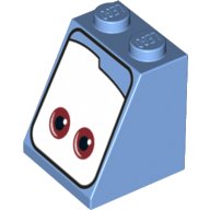 LEGO part Slope 65 2 x 2 x 2 with Bottom Tube with Brown Eyes on White Background Pattern 3678bpb103