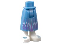 LEGO part Mini Doll Hips and Skirt Long, Medium Lavender Mountains, White Boots with Metallic Light Blue Snowflake Pattern - Thick Hinge 59595c00pb01