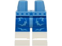 LEGO part Hips and Blue Legs with Molded White Lower Legs / Boots and Printed Medium Blue Lightning Bolts and Blue Stars Pattern (BAM) 970c07pb15