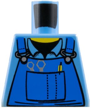 LEGO part Torso Mechanic Overalls with Silver Wrenches and Fasteners, Yellow Pen, and Black Undershirt Pattern (973pb0410)