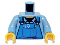 LEGO onderdeel Torso Mechanic Overalls with Silver Wrenches and Fasteners, Yellow Pen, and Black Undershirt Pattern / Medium Blue Arms / Yellow Hands 973pb0410c01