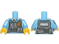 LEGO part Torso Police Shirt with Dark Bluish Gray Vest, Gold Badge, Zipper and White 'POLICE' Pattern on Back / Medium Blue Arm Left / Medium Blue Arm Right with Star Badge Pattern / Yellow Hands 973pb1260c01