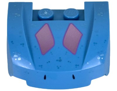 LEGO onderdeel Vehicle, Mudguard 3 x 4 x 1 2/3 Curved Front with Metallic Light Blue Spots and Metallic Pink Diamonds Pattern (Bruni) (98835pb025)