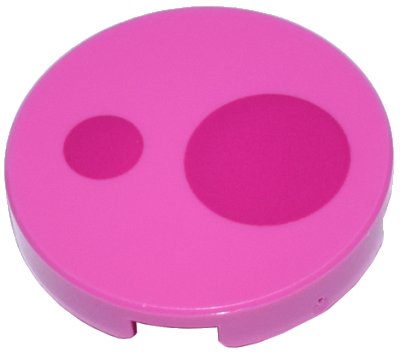LEGO part Tile, Round 2 x 2 with Bottom Stud Holder with 2 Magenta Circles Pattern (Super Mario Birdo Cheek) (14769pb586)