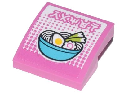 LEGO part Slope, Curved 2 x 2 x 2/3 with Ninjago Logogram 'RAMEN', Medium Azure Bowl with Ramen, Onions, Egg and Naruto Pattern (Sticker) - Set 71741 (15068pb324)