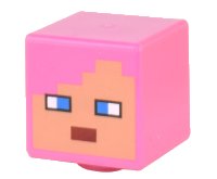 LEGO part Minifigure, Head, Modified Cube with Pixelated Nougat Face, Dark Azure Eyes, Dark Red Mouth Pattern (Minecraft Zombie Hunter) 19729pb061