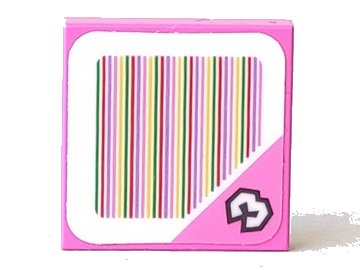 LEGO part Tile 2 x 2 with Super Mario Scanner Code Number 3 Block Pattern (Sticker) - Sets 71368 / 71398 (3068pb1406)