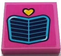LEGO part Tile 2 x 2 with Vehicle Grille and Bright Light Orange Heart Pattern (Sticker) - Set 41430 3068pb1794