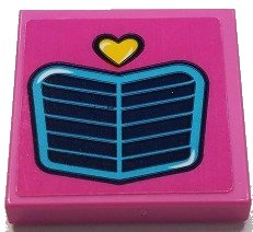 LEGO part Tile 2 x 2 with Vehicle Grille and Bright Light Orange Heart Pattern (Sticker) - Set 41430 (3068pb1794)