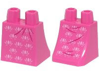 LEGO part Lower Body, Skirt with Bright Pink Flowers and Magenta Wrinkles Pattern (BAM) 36036pb086