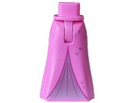 LEGO part Mini Doll Hips and Skirt Full Length with Silver Inset, Circles and Sparkles and Magenta Lines Pattern - Thin Hinge 36187c00pb015